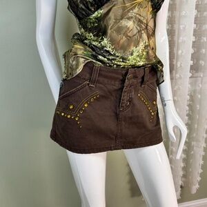 CONIC Y2K Phard Brown Studded Mini Skirt – / Early 2000s Italian Designer